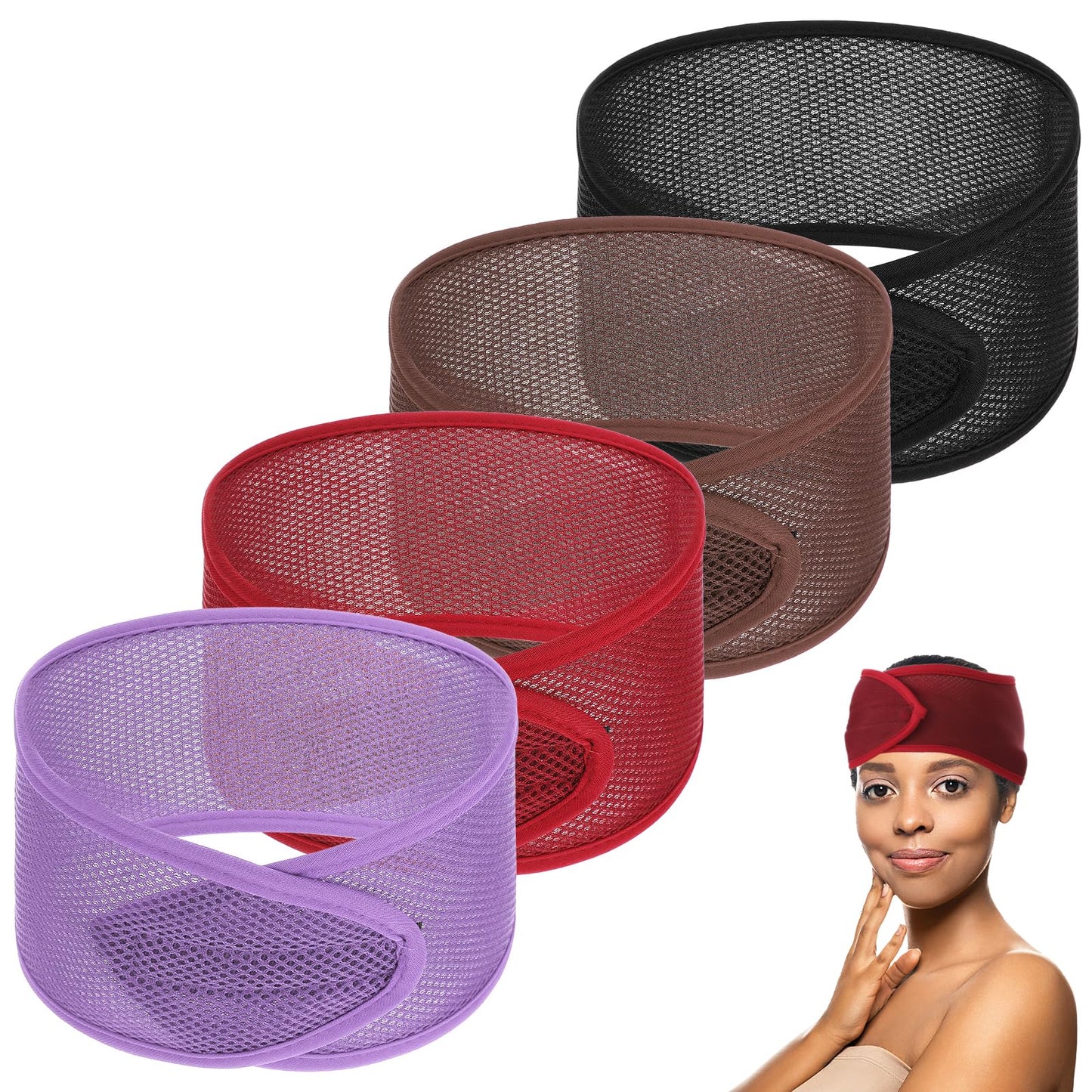 CIATBYYJ 4Pcs Mesh Hair Wraps, Thicker Soft Head Wraps for Black Women, Adjustable Stretchable Wrap Cap for Women Long Short Hai