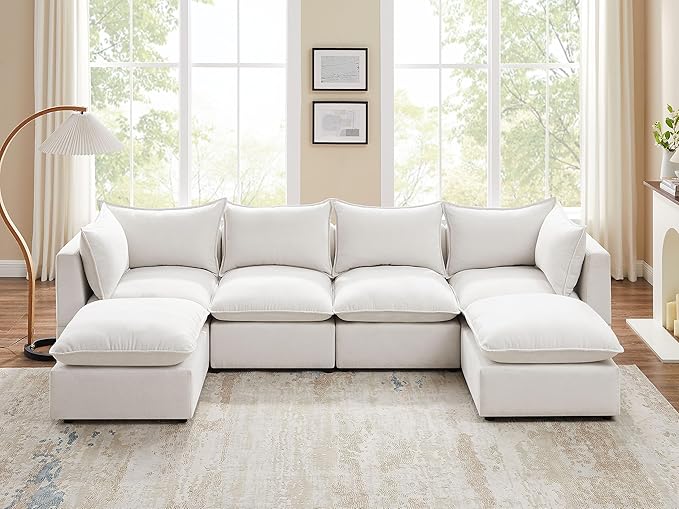VANOMi Modular Sectional Sofa, Fully Modular Convertible Sleeper Sectional Couch with Reversible Chaise, 6 Seater for Living Room