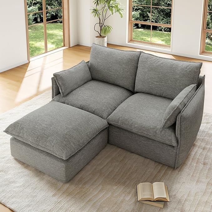 Forest aesthetics Cloud Modular Sectional,Waterproof High Backrest Loveseat Sectional Sofas,Down Filled Modular Couch with Removable Washable Cover for Living Room,Dark Gray