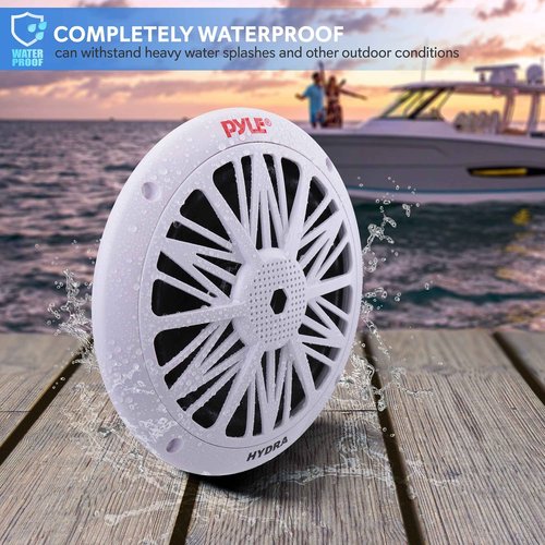 Pyle 8 Inch Dual Marine Speakers 10 Inch - 1 Pair (White) & 6.5 Inch Dual Marine Speakers (White)