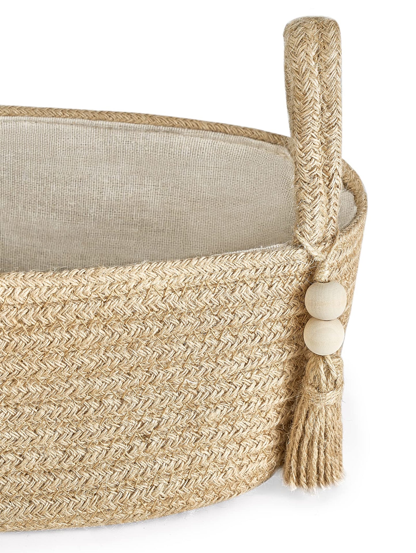 Mkono Small Storage Basket for Toilet Tank Top Boho Bathroom Decor Woven Rope Toilet Paper Tray Organizer for Shelf Bedroom Living Room, Jute, 1 Pack, 13" L x 6" W