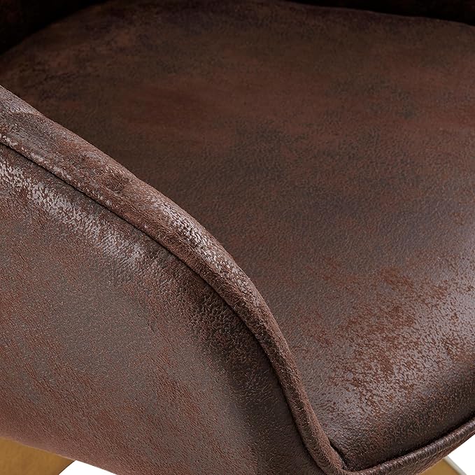 Art Leon Dining Chair, Mid Century Modern Suede Upholstered Swivel Dining Room Chair with Wood Legs, Leisure Side Chair with Arms for Living Room, Mocha