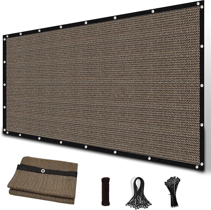 Amagenix 90% Sun Shade Cloth with Grommets, 6' x 12' Pergola Replacement Shade Cover Canopy Privacy Screen for Outdoor Pat...