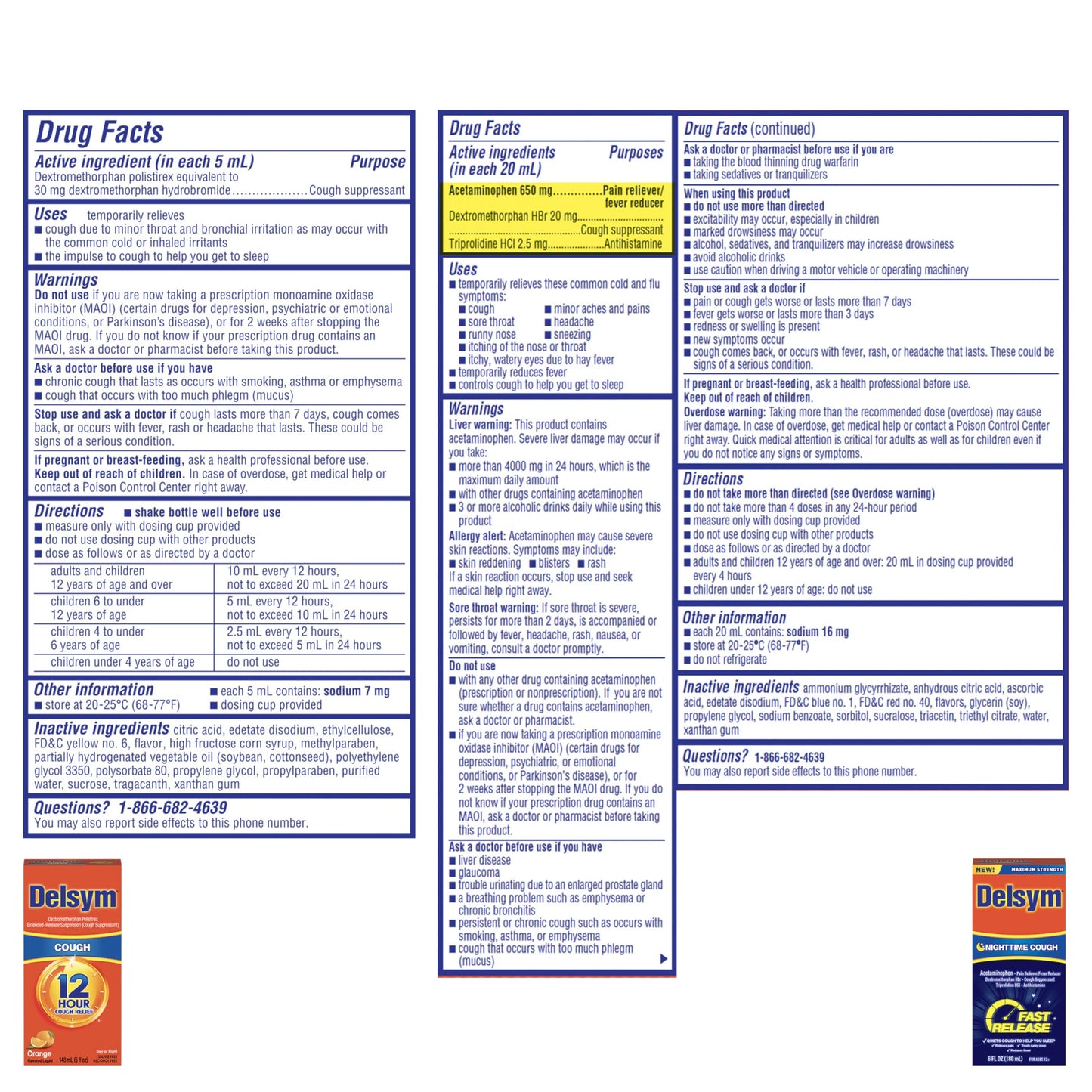Delsym 12 Hour Cough 5 oz. and Nighttime Fast Relief 6oz, Combo Pack
