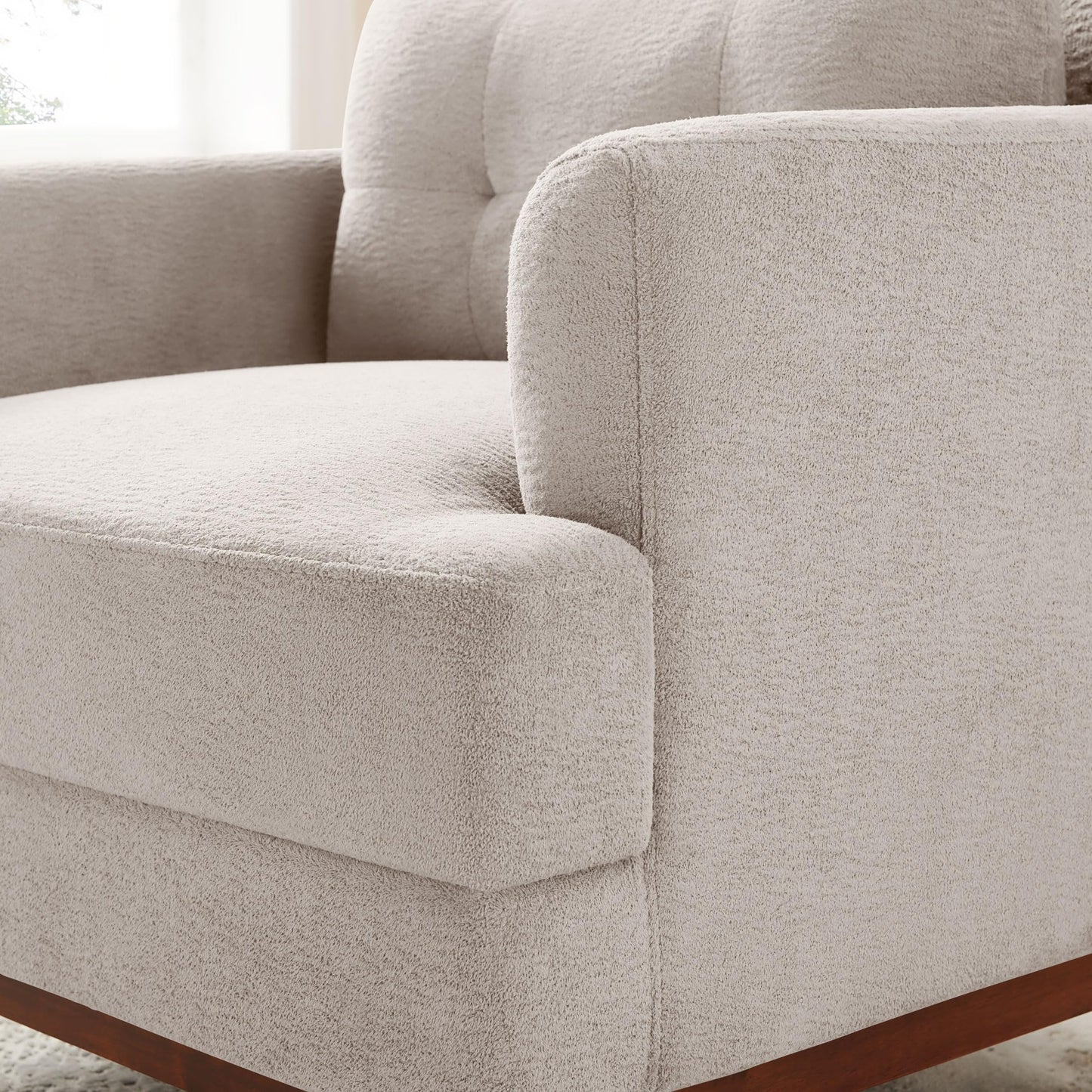 VANOMi Modern Accent Chair with Terry Fabric, Upholstered Armchair with Spring Package Cushion & Solid Wood Frame, Comfy Lounge Chair for Living Room, Bedroom, or Reading Corner, Terry, Camel