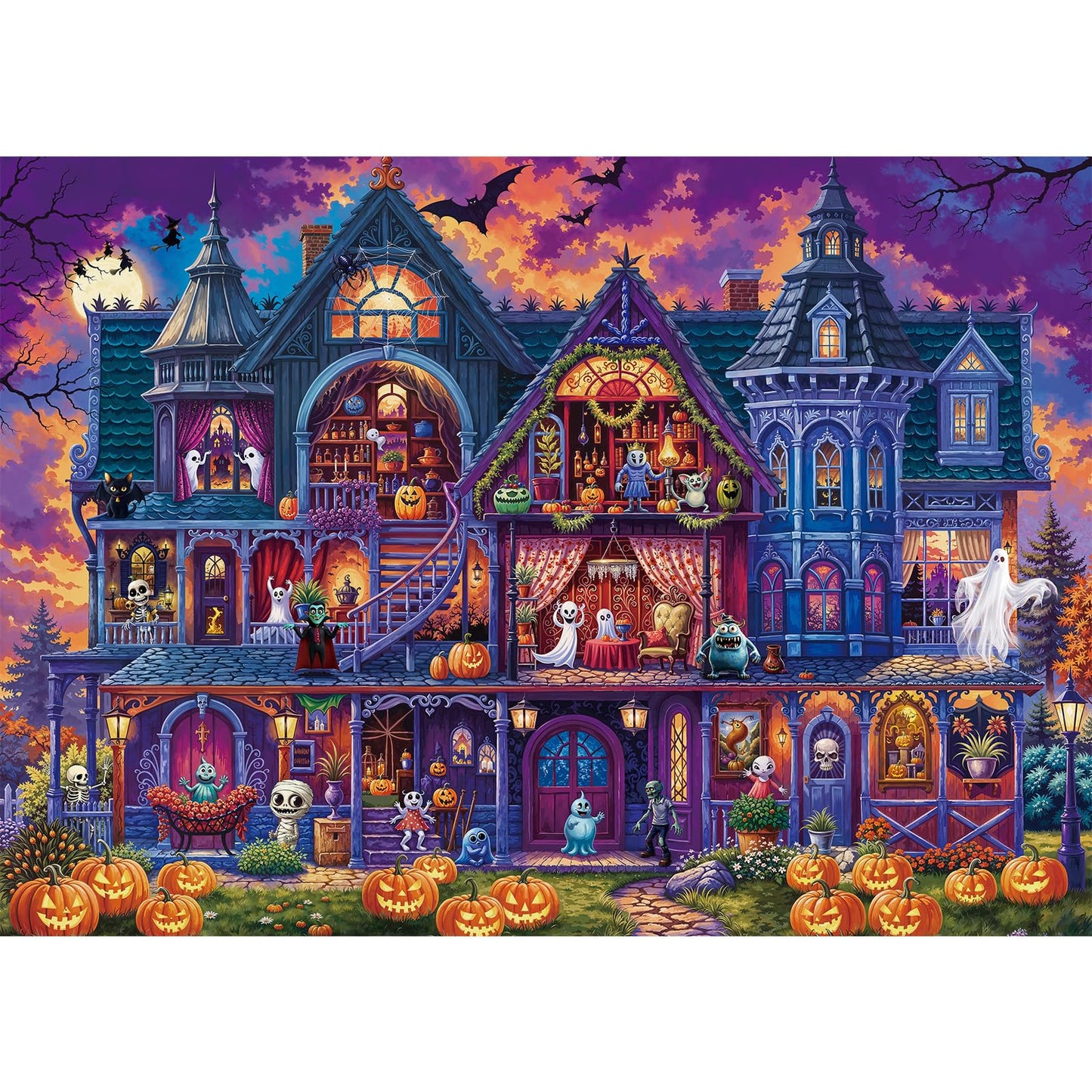 Halloween Night Jigsaw Puzzle for Adults 1000 Pieces - Monster House, Challenging Puzzle for Game Nights, for Kids Ages 14 Years and Up