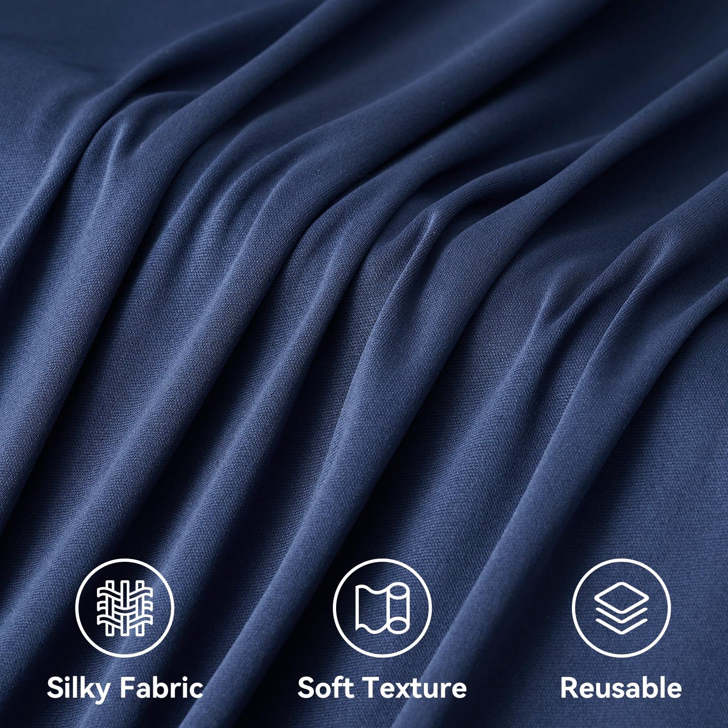 Htper 10x12 ft Navy Blue Backdrop Curtain for Wedding Parties, Wrinkle Free 2 Panels 12 ft Long Polyester Photo Backdrop Drapes Back Drop Cloth for Birthday Photography Background Party Backdrop