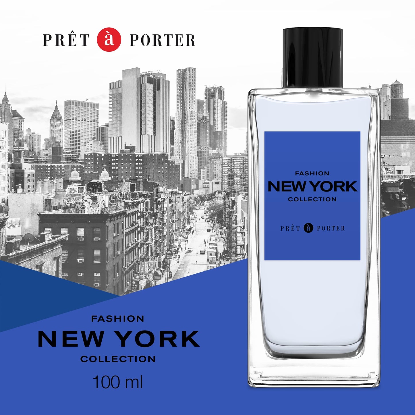 Pret à Porter City Collection New York Eau de Parfum 3.4 fl oz (Pack of 1), Notes of Juniper Berries, Wood, and Cedarwood, Men's Fragrance, Long Lasting, Everyday Fragrance, Travel Size