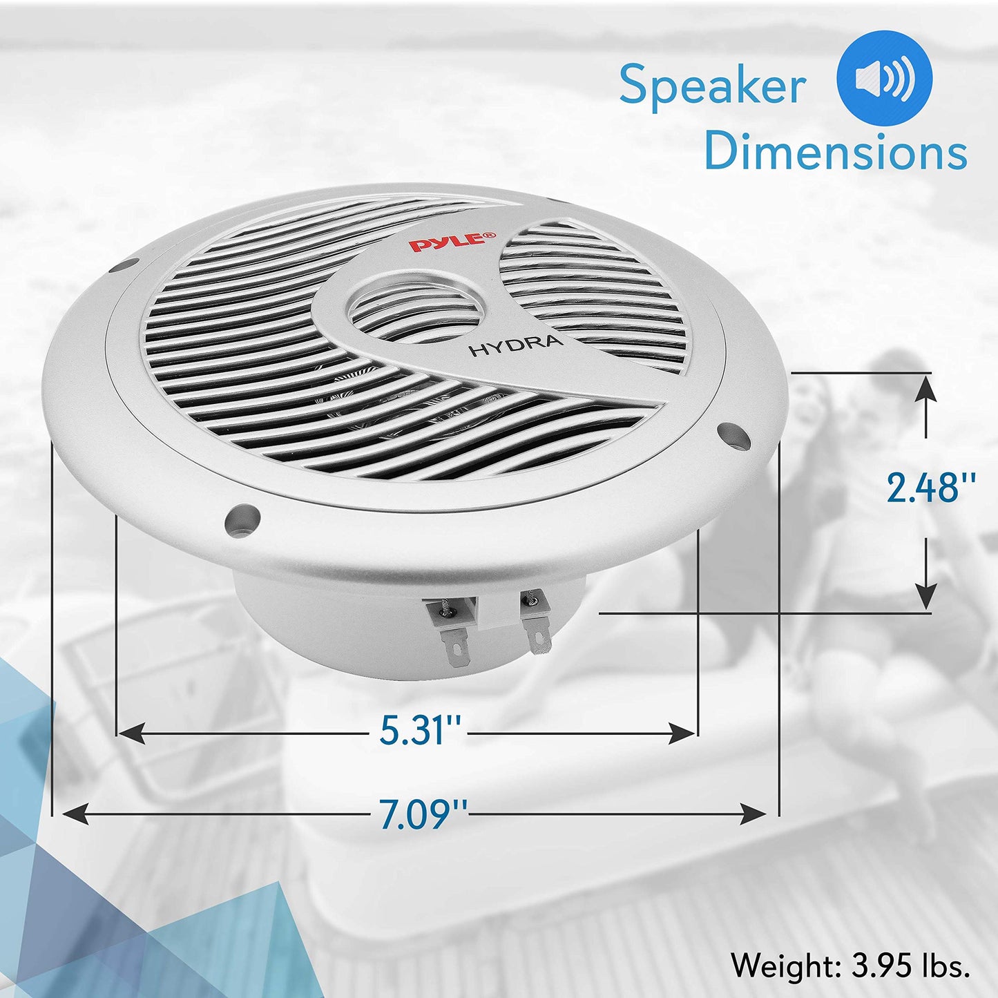 Pyle 6.5    Dual Marine Speakers - 2 Way Waterproof And Weather Resistant Outdoor Audio Stereo Sound System With 150 Watt Power,
