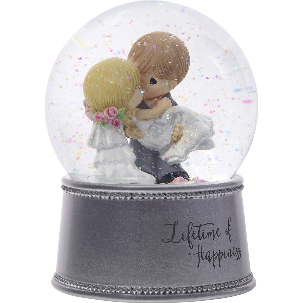 Precious Moments Lifetime of Happiness Bride & Groom Musical Resin/Glass Snow Globe 182101