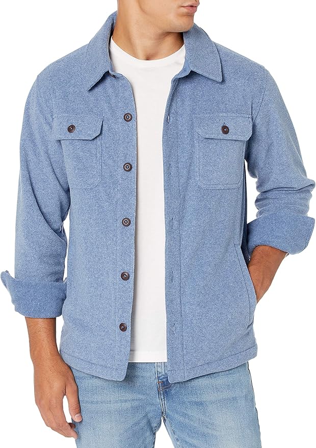Amazon Essentials Mens Long-Sleeve Polar Fleece Shirt Jacket for Winter