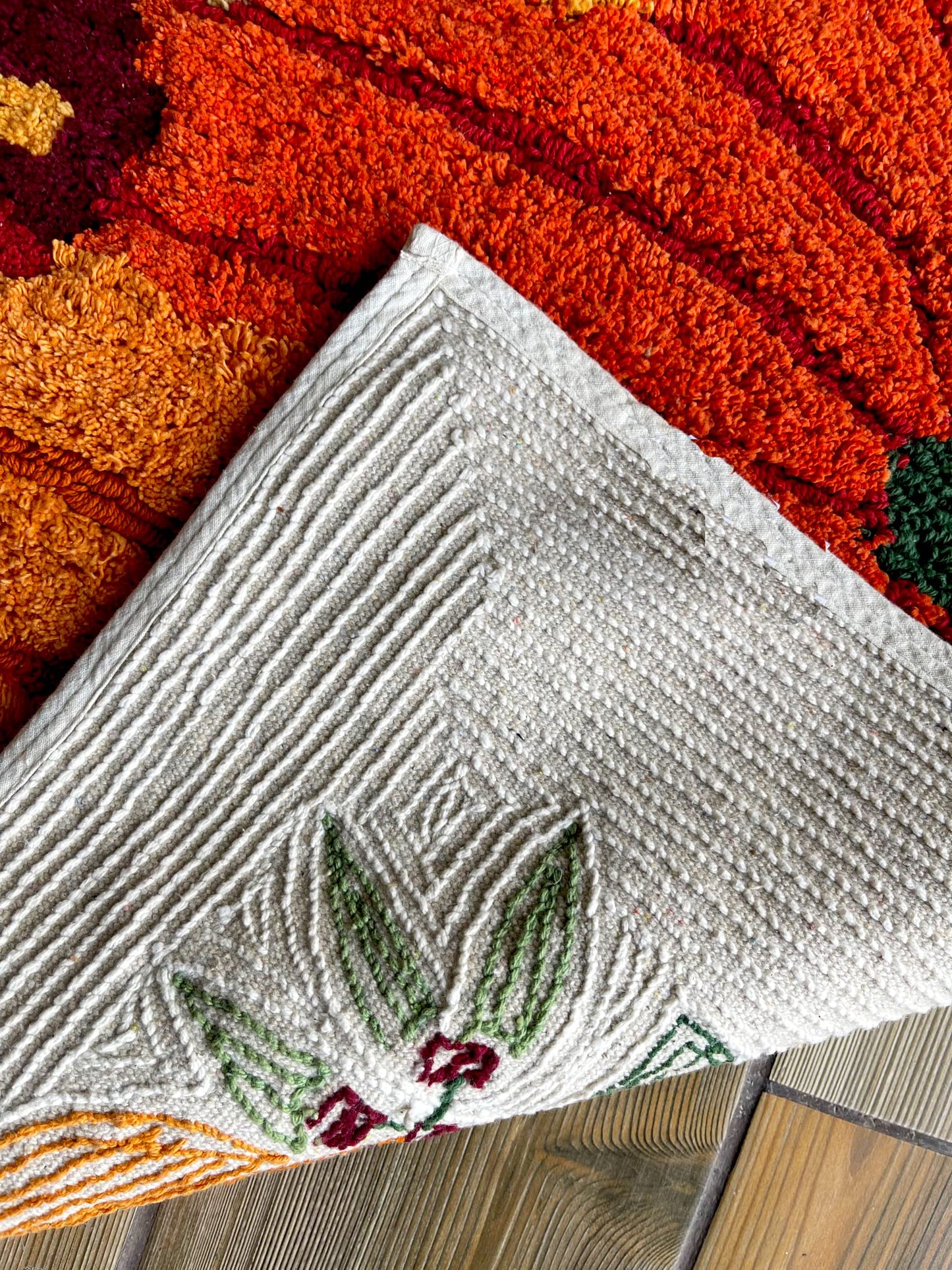 KEMA Soft 100% Cotton Halloween Pumpkin-Style Regular Use Rectangular Spa Mat Rug Plush Water Absorbent, Decorative Border - for Bathroom Vanity, Bathtub/Shower - Machine Washable - 1 Pack
