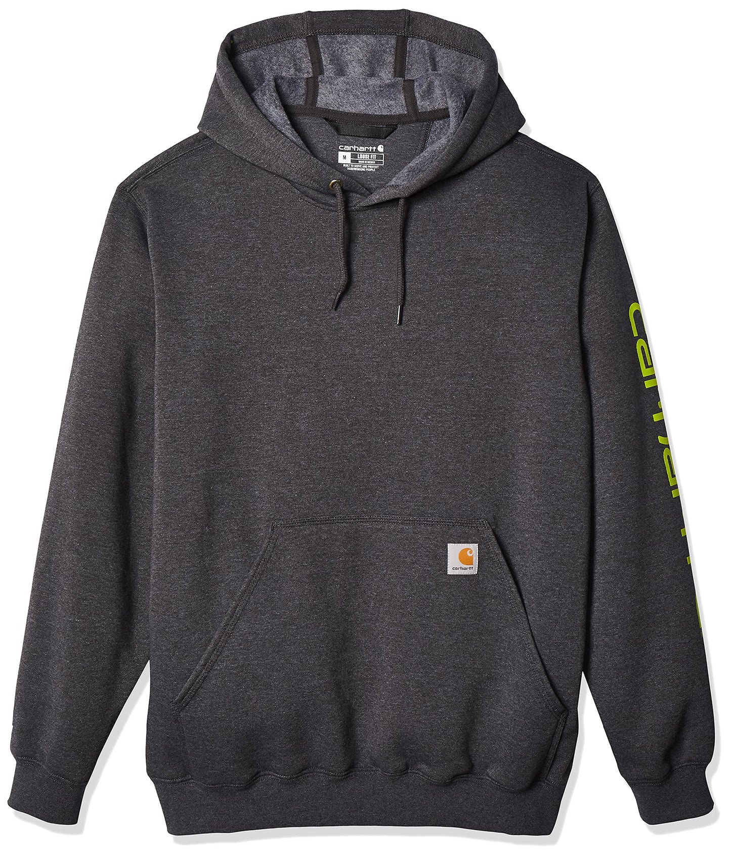 Carhartt mens Loose Fit Midweight Logo Sleeve Graphic fashion sweatshirts, Carbon Heather, Large US