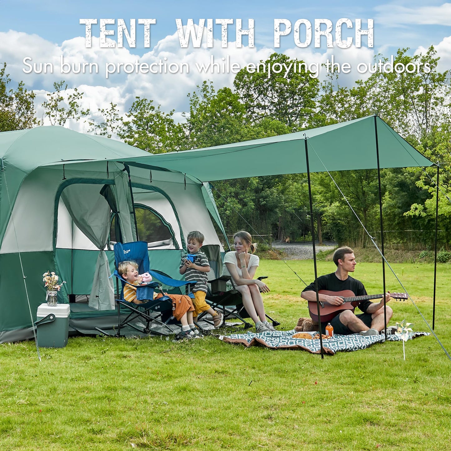 PORTAL Camping Tent, 10 Person Instant Cabin Tent with Rainfly, Large Mesh Windows & Upgraded Ventilation, Portable Big Tents with Carry Bag for Family Outdoor, Backpacking, Hiking