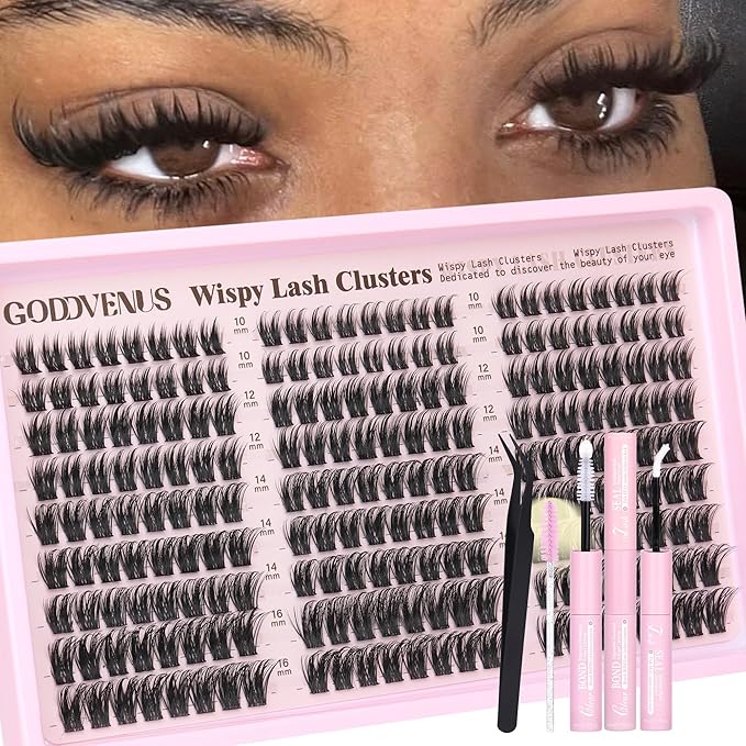 Wispy Manga Lash Clusters Kit Natural Eyelash Clusters Kit Fairy Cluster Eyelash Extensions Anime Individual Lashes C Curl Lash Extension Kit Waterproof DIY Eye Lashes Cluster Glue