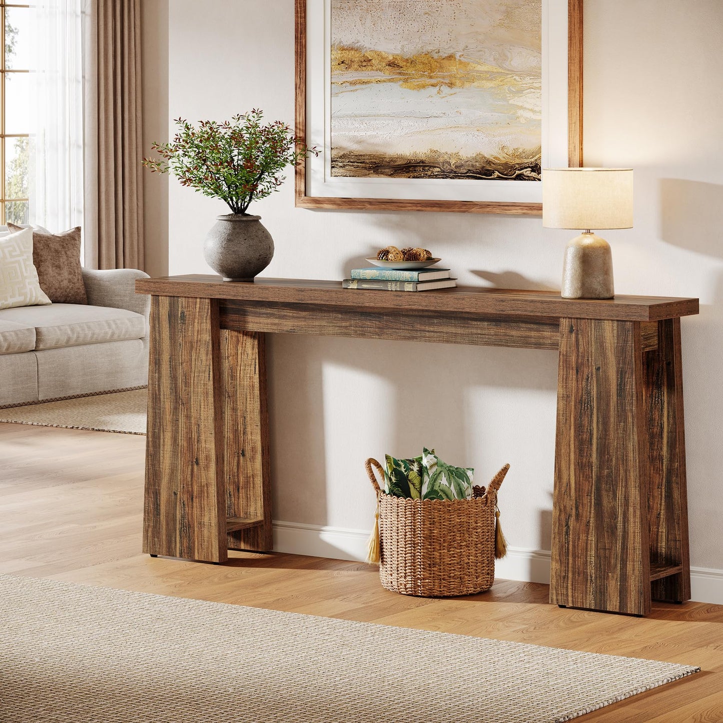 Tribesigns Entryway Console Table, 70.9-Inch Narrow Long Farmhouse Sofa Table Behind Couch, Skinny Entry Console for Living Room Hallway Entrance Foyer, Rustic Brown