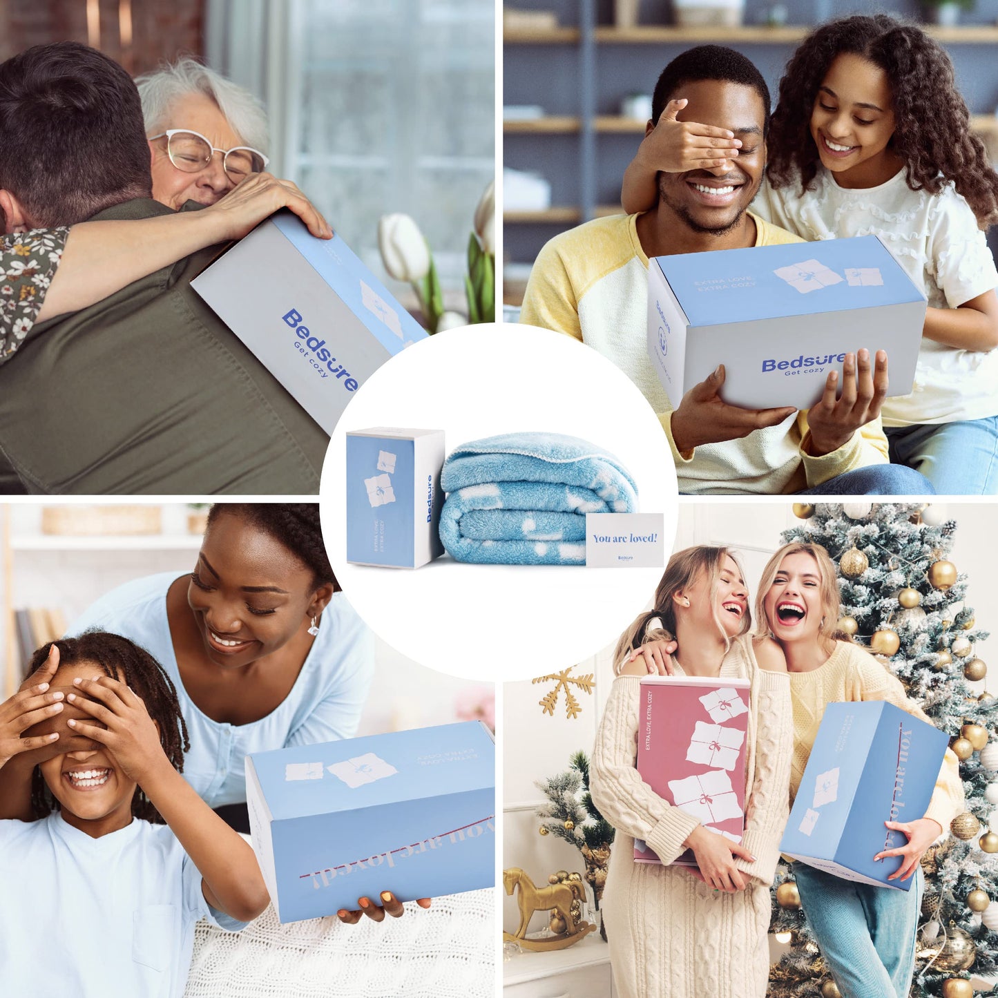 Bedsure Get Well Gifts for Women - Thinking of You Gifts for Women Men, After Surgery Healing Blanket with Inspirational Words, Breast Cancer Care Blanket for Mom Elderly & Adults, Blue, 50x60 Inch