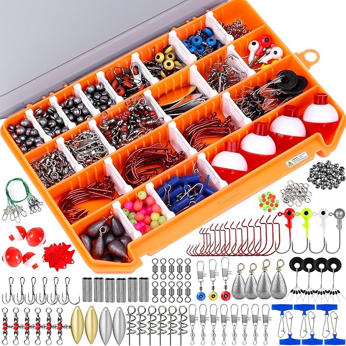 PLUSINNO Fishing Lures Baits Tackle Including Crankbaits, Spinnerbaits, Plastic Worms, Jigs, Topwater Lures, Tackle Box an...