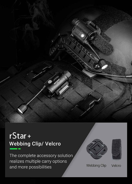 NEXTORCH Rstar Tactical Helmet Light Military with IR Survival Signal Light Helmet Accessories Mount ARC Guide Rails Webbing Clips Magic Stickers Lightweight Helmet Light
