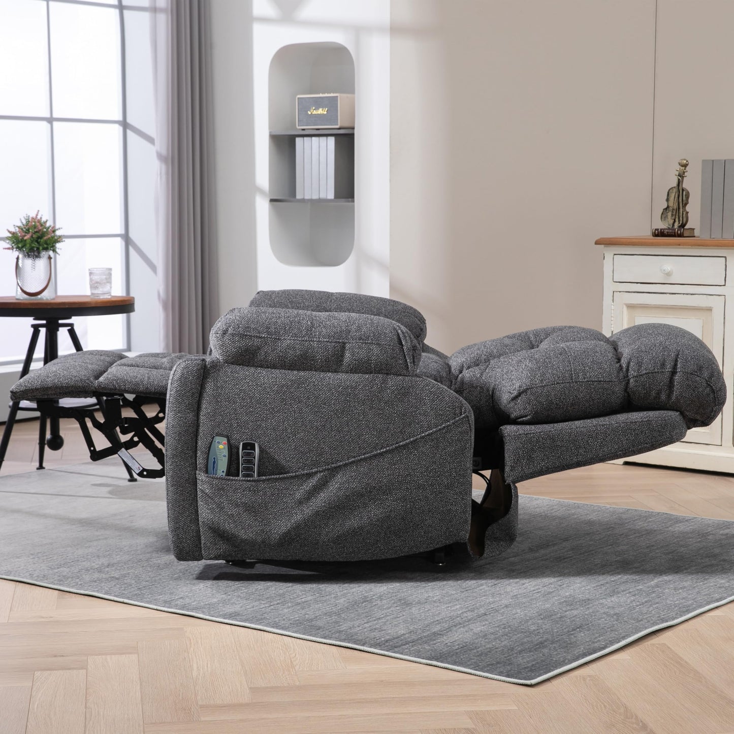 4 Motors Oversized Electric Lift Chair Power Recliner Sofa Chair for Adults with Massgae,Heat and Hidden Cup Holders, 180° Infinite Electric Reclining Armchair Comfy for Living Room, Bedroom,Office