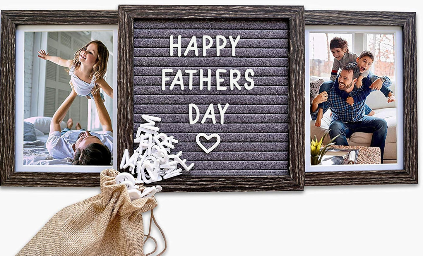 Oak letters Personalized Father’s Day Picture Frame for Dad or Grandpa – Custom Two Photo Frame with Letter Board – Thoughtful Gift from Kids, Daughter or Grandkids for Papa, Pops, or Poppy