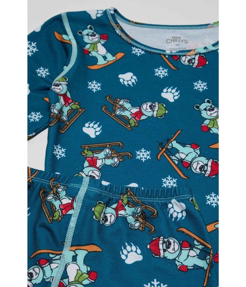 Hot Chillys Toddler MTF Originals Print Set Midweight Body Fit Base Layer - Snow Bears, 3T