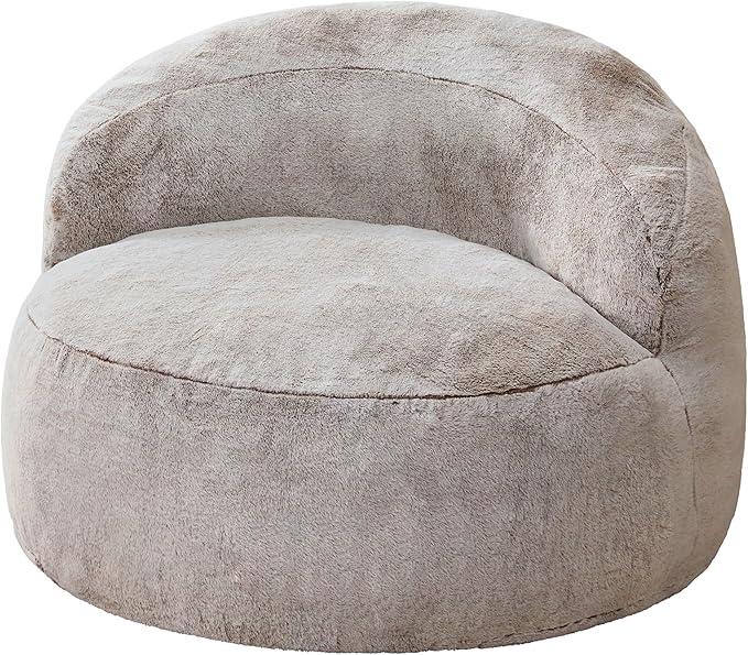 Hobestluk Bean Bag Chair Giant Bean Bag Chairs for Adults Big Bean Bag Chair with Memory Foam Filler Adults Large Beanbag with Faux Fur Cover for Bedroom (Plush Brown,Large)