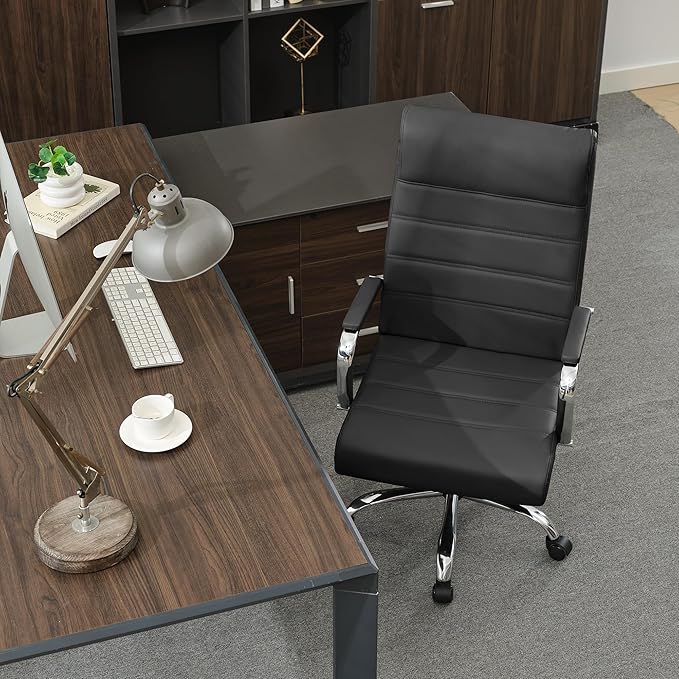 BOWTHY Office Desk Chair,Modern Leather Conference Room Chairs,High Back Ergonomic Home ofiice Chair,Adjustable Height Swivel Executive Computer Chair with Padded Seat and Armrest