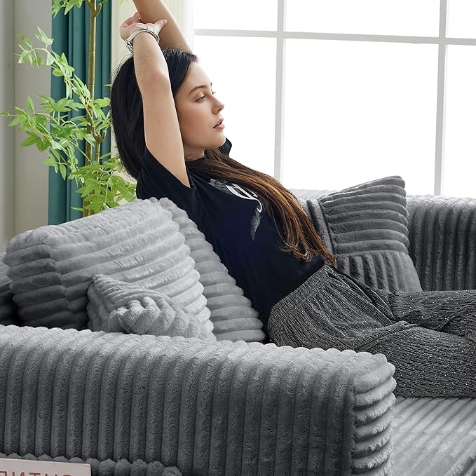79.5" Folding Convertible Sofa Bed with Side Storage Pockets, 4-in-1 Corduroy Boneless Couch, No Assembly Loveseat Sleeper, Floor Sofa Daybed Futon Couch for Living Room Bedroom Lounge, Grey Upgraded