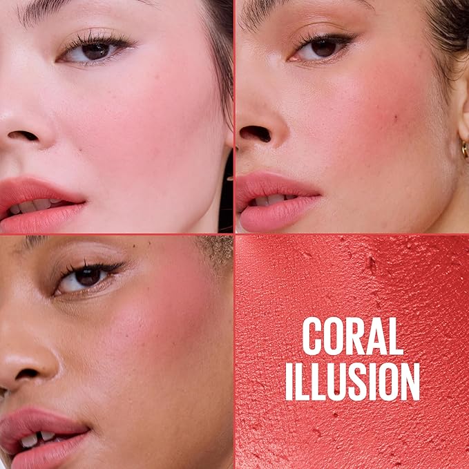 Maybelline Cloudtopia Blush for Cheeks and Lip Mousse, Ultra-Vivid, Pigmented Formula for Up to 14HR of Blush and Lip Makeup Color, Coral Illusion, 1 Count