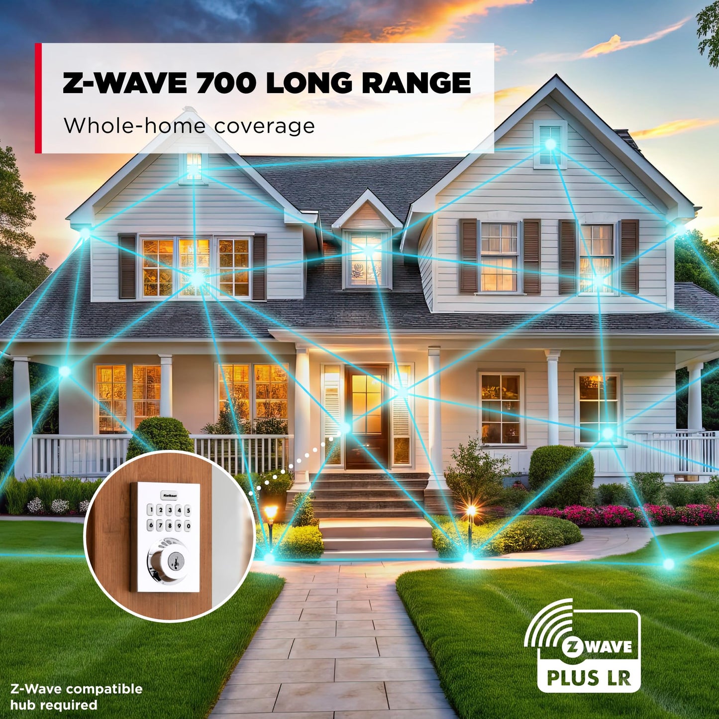 Kwikset HomeConnect 620 Z-Wave Long Range Enabled Keypad Smart Lock Convenient Keyless Entry, Customizable User Codes, Ring Alarm Compatible, Hub Required, Sold Separately Polished Chrome Contemporary