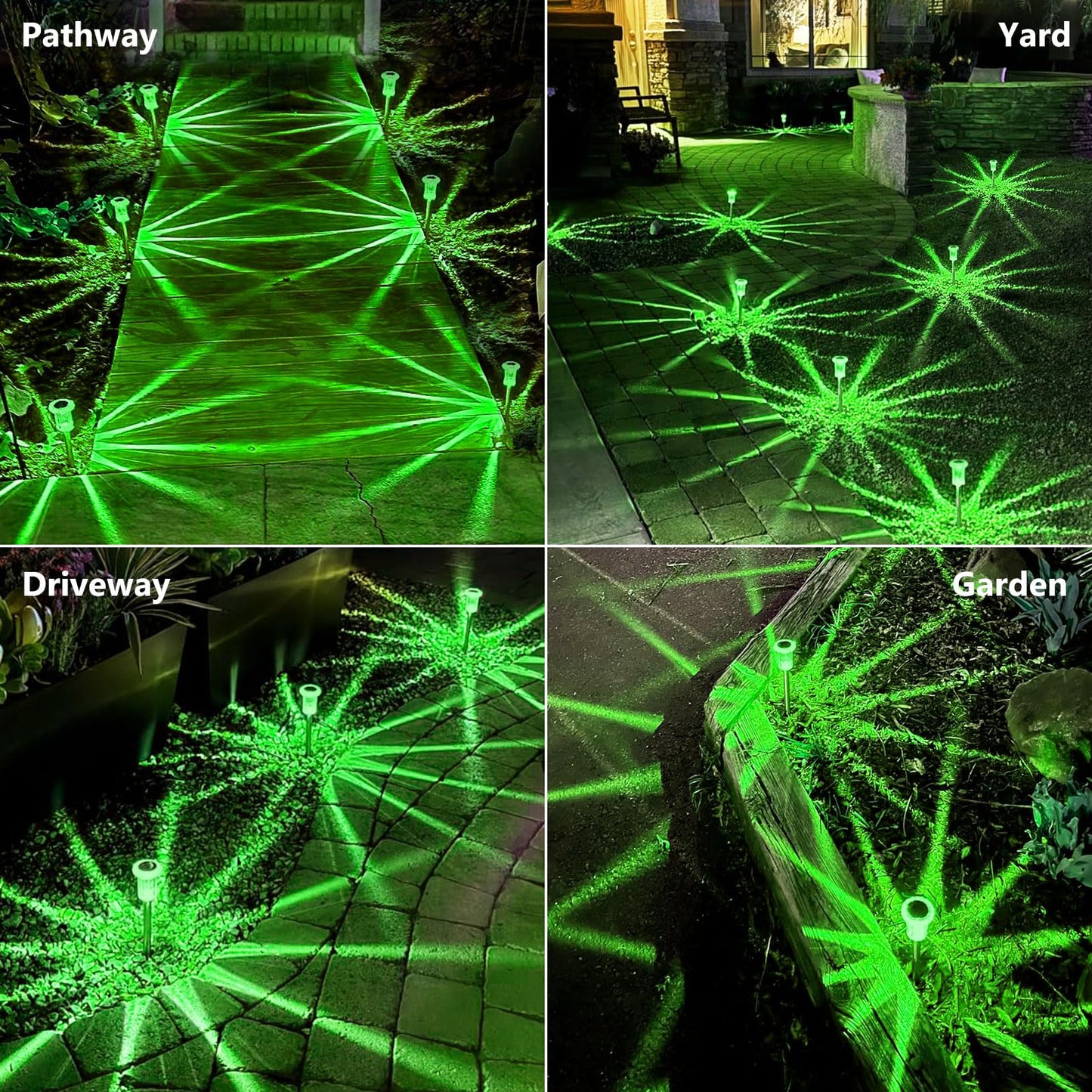 Gorrzai St Patricks Day Decorations Solar Lights Outdoor 10 Pack Solar Pathway Lights Green Halloween Decorations Waterproof Yard Lighting for Driveway Garden Walkway Path Landscape Lawn