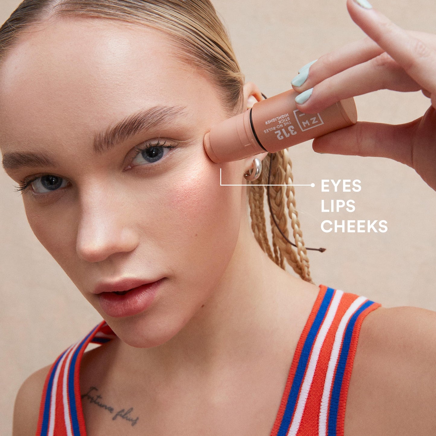 3INA MAKEUP - The No - Rules Stick Highlighter 312 - Rose Gold Tone Pen Highlighter - for Eyes Lips Cheeks - Highlighter Makeup