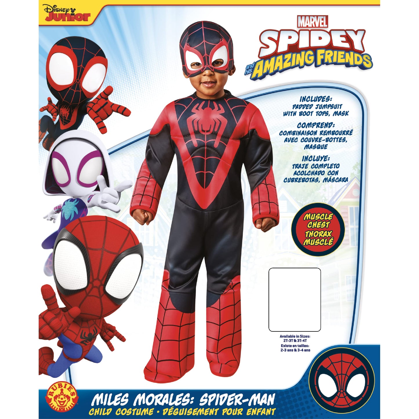 Rubies II Toddler Marvel: Spidey and His Amazing Friends Miles Morales Deluxe Costume, As Shown, 2T3T,702741_2T3T