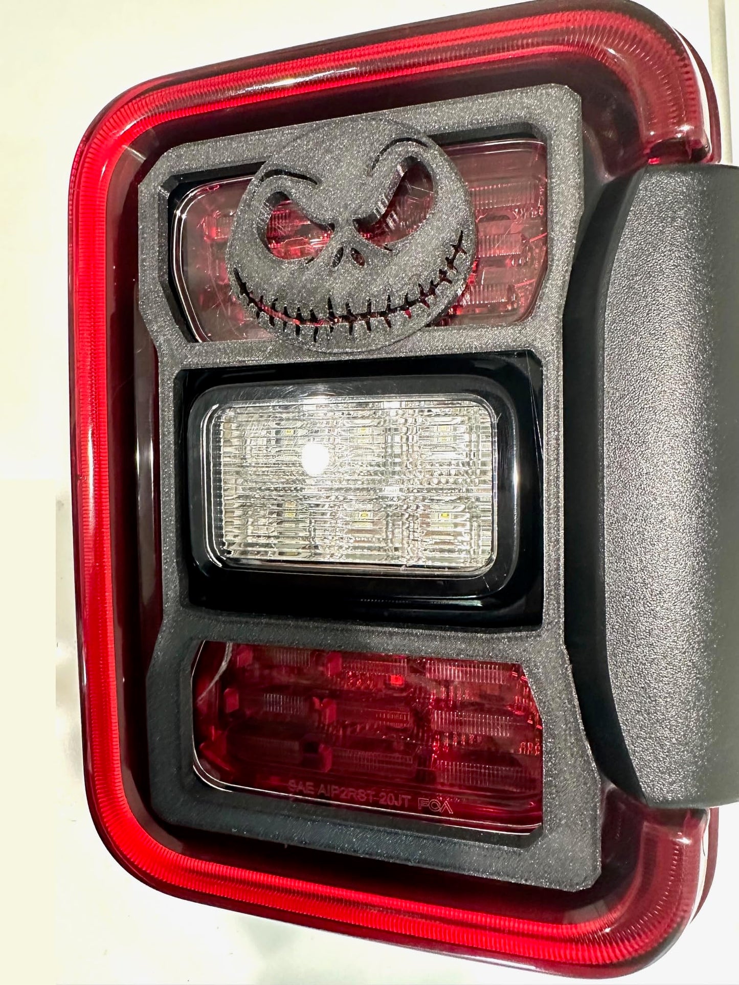 Generic Jack Pumpkin Face in 3D - Black for Jeep Gladiator Rear LED Tail Light Covers (2020-2024) non Led Version Cool Design Halloween Spooky