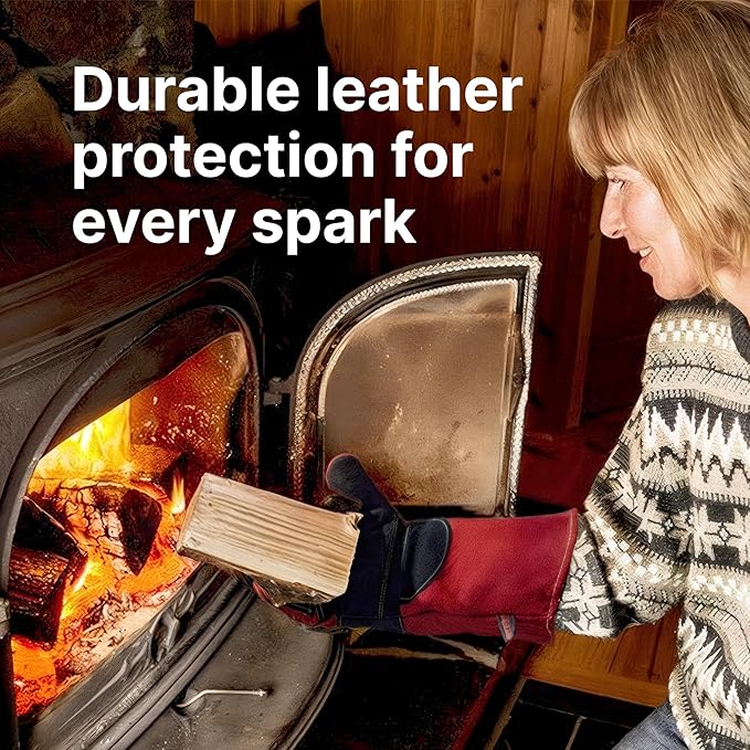 Welding Gloves for Men and Women - 16" Leather 932°F Heat and Fire Resistant Forge MIG TIG Stick Welder Gloves - Also Used for Oven, Grill, BBQ, Furnace, Stove, Fireplace, Animal Handling - Red