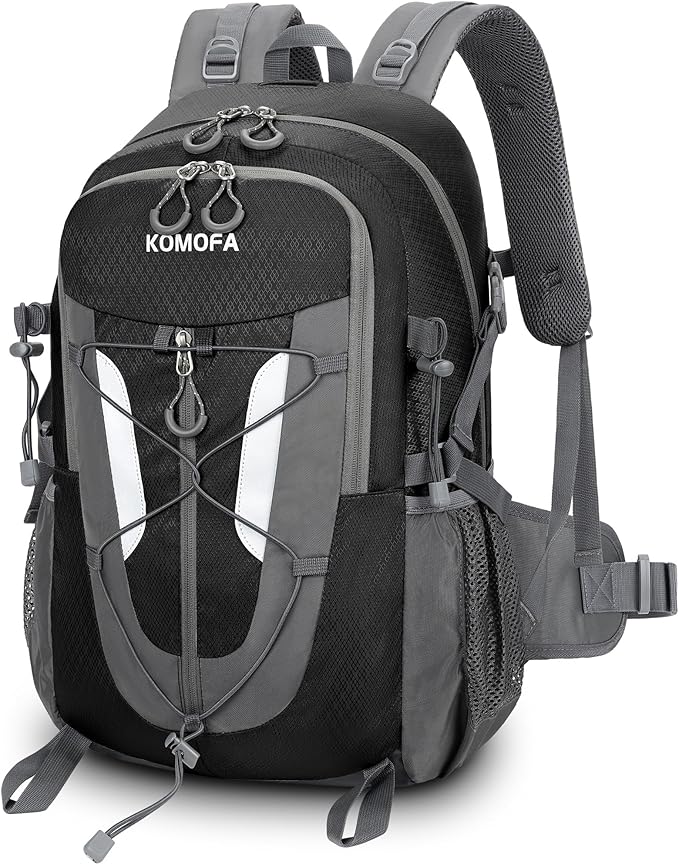 Komofa Hiking Backpack 30L Lightweight Travel Daypack Small Day Pack for Men Women Outdoor Camping Backpacking, Black