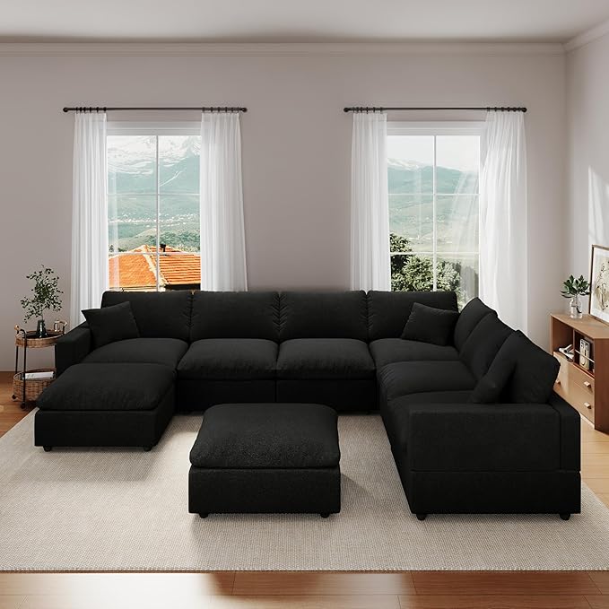 Cloud Couch Modular Sectional Sofa for Living Room, Convertible Upholstered Comfy Couches Deep Seat Sofa Sleeper Sofa Bed, Removable & Washable Cushion Covers, Filled with Down Cotton