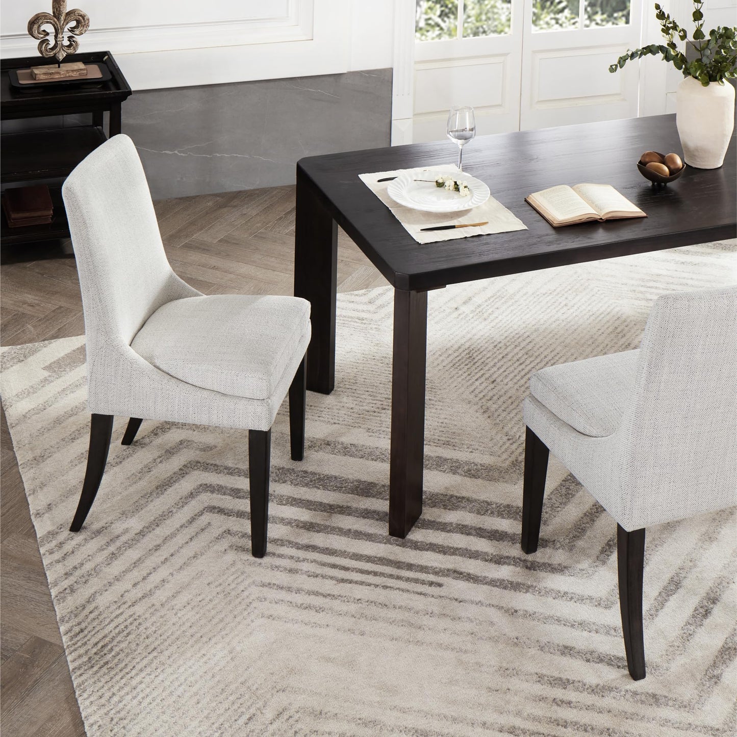 KISLOT Upholstered Dining Chairs Modern Sidechair Performance Fabric High Back Armlesschair for Diningroom Kitchen,Linen,Set of 4(2 Box)