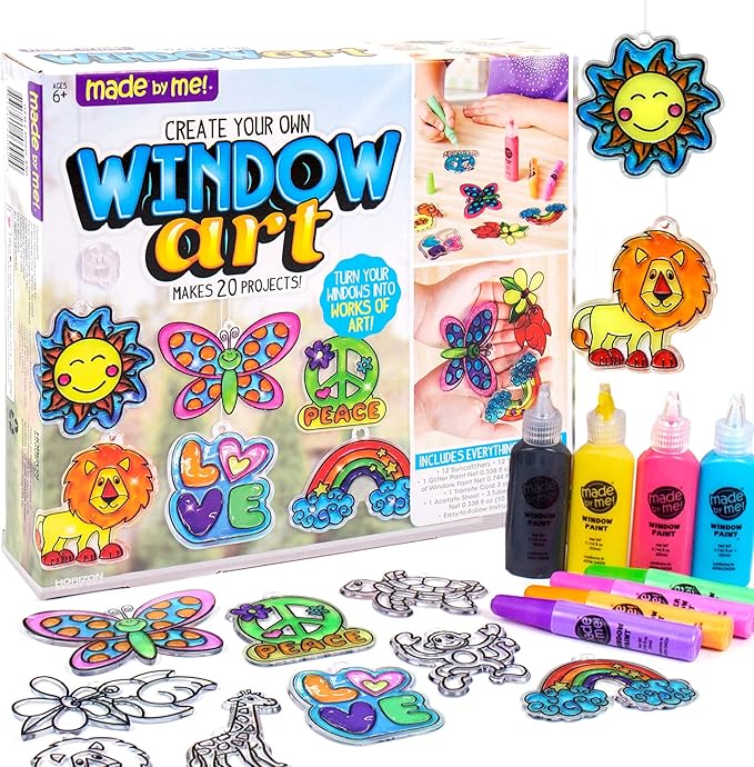 Made By Me Create Your Own Window Art, Paint Your Own Suncatchers, DIY Arts & Crafts Idea, Craft Kits for Kids, Crafts for...