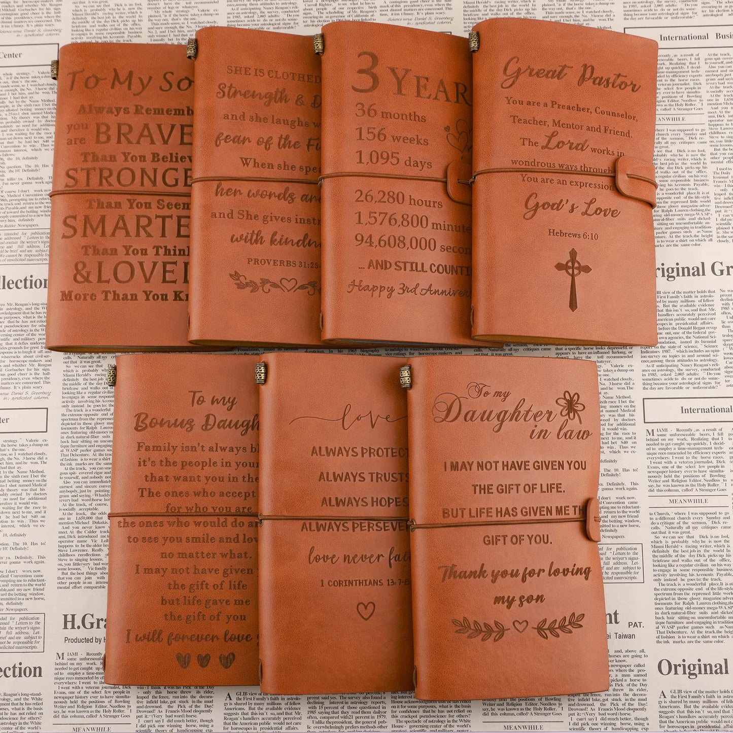 Engraved Leather Journal for Him/Her, Valentines Day Gifts for Husband from Wife, Romantic Present for Boyfriend Girlfriend, Travel Journal Gift for Engagement Wedding Anniversary Birthday