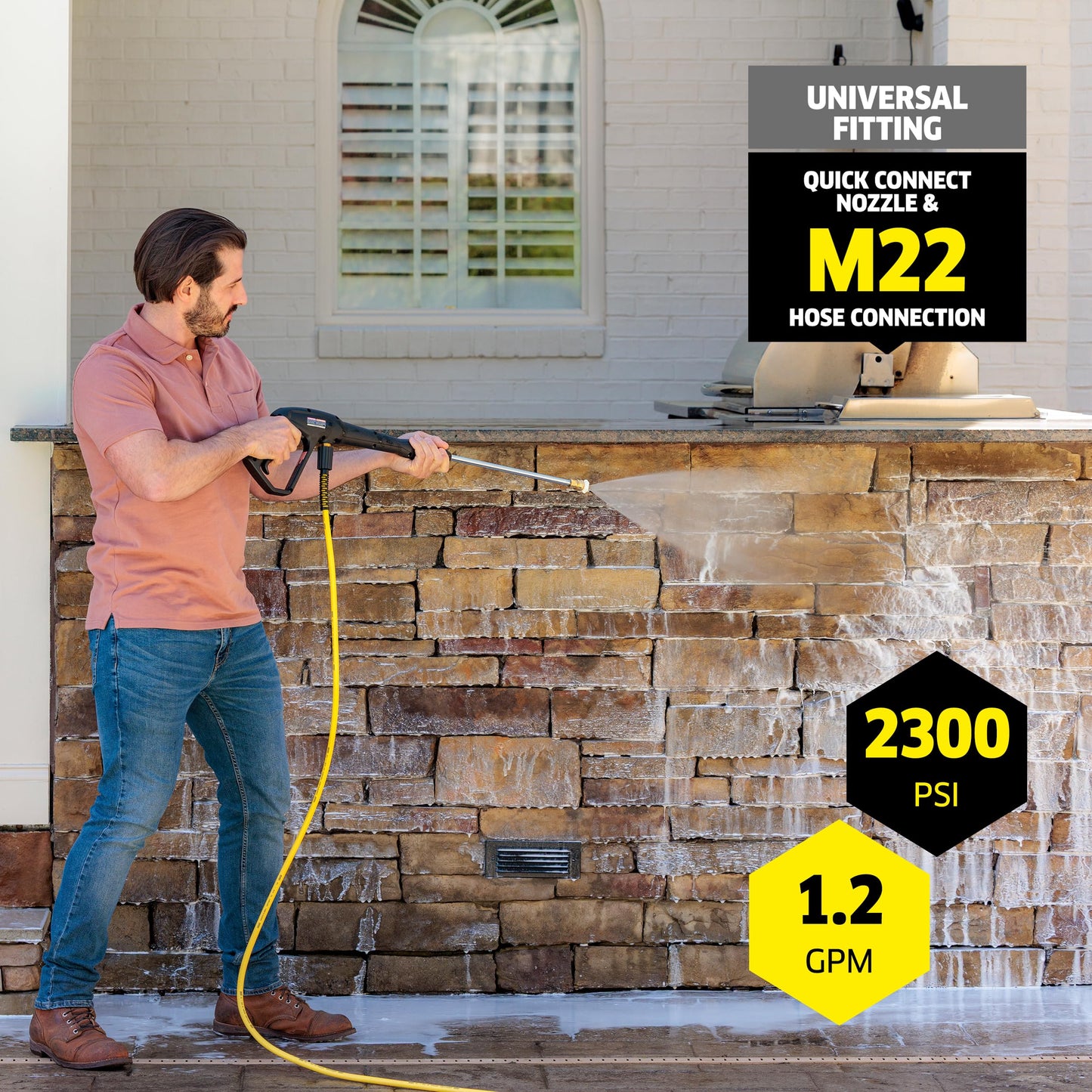 Kärcher Pressure Washer K2300PS, CETA Certified, 4 Spray Nozzles, Detergent Tank, Hose Reel, for Cars, Driveways, Siding, Patios, 1.2 GPM