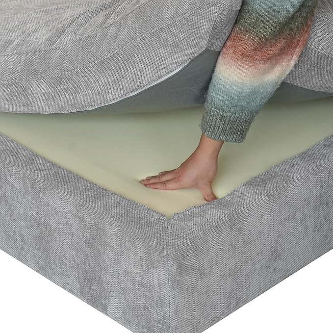 WJShome 83" Cloud Couch Sectional for Living Room, Down Filled Modular Sectional Sofa Couch,Love Seat Sofas,Convertible Couches, Sofa Covers Washable&Replaceable,Gray