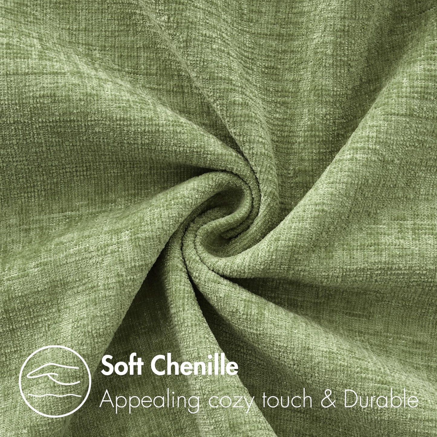 MIULEE Pack of 2 Couch Throw Pillow Covers 12x20 Inch Spring Soft Sage Green Chenille Pillow Covers for Sofa Living Room Solid Dyed Pillow Cases