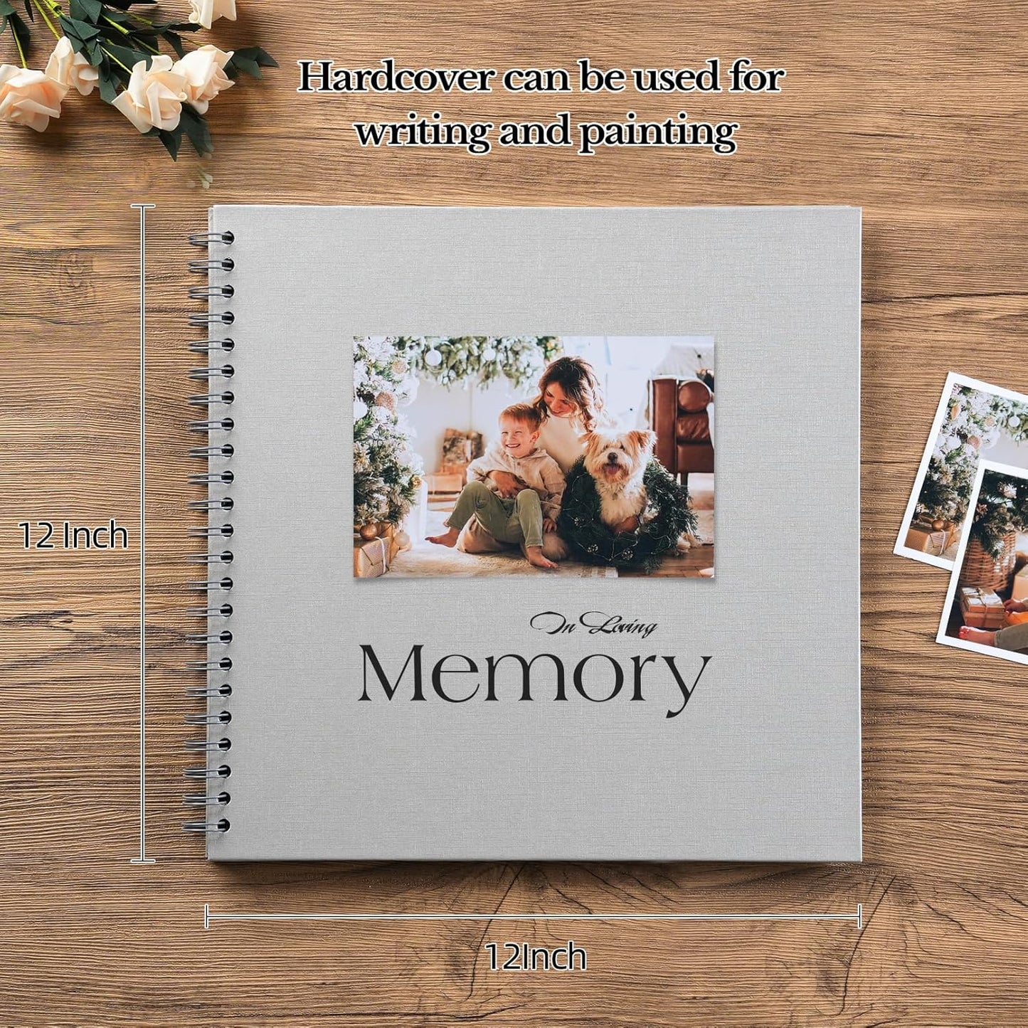 potricher 12 x 12 Inch DIY Scrapbook Album 40 Pages Hardcover Kraft Paper Scrap Book Photo Albums Memory Book for Wedding and Anniversary Family (Gray, 12 Inch)