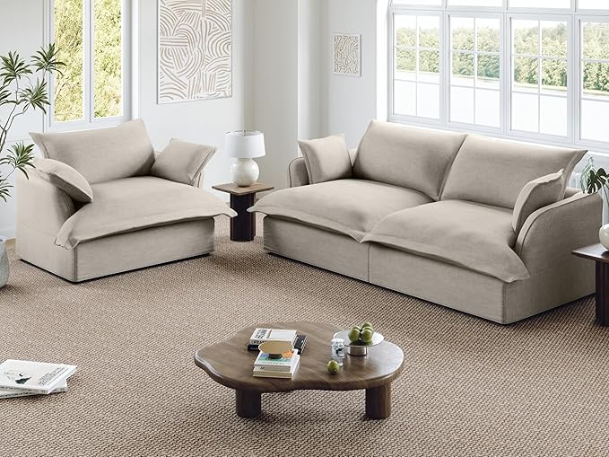 Lopzeho 82” Modular Sectional Sofa, Comfy Down Fill Cloud Couch, Loveseat with Single Seater, Small Couch with Washable Cover, Sectional Couches for Living Room Small Apartments, Light Gray