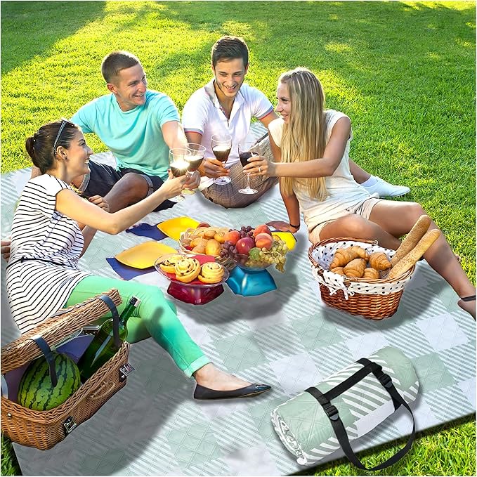 Extra Large Picnic Blankets Portable 80x80 Oversized Waterproof Sandproof Outdoor Beach Blanket Camping Grass Mat Travel E...