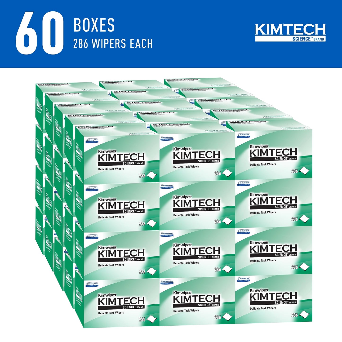 Kimtech Science Kimwipes Delicate Task Wipes (34155), Pop-Up Box, White (60 Boxes of 286 Sheets, 17,160 Sheet Total)