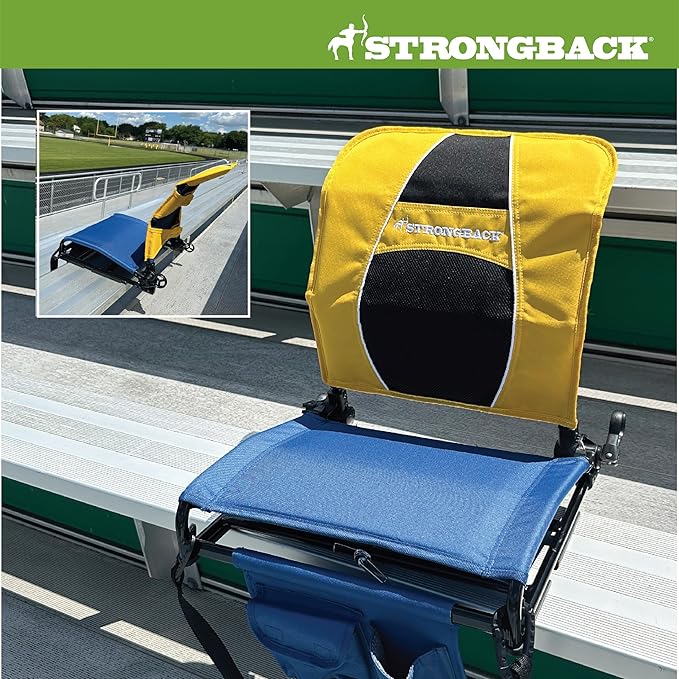 STRONGBACK Lumbar Support Stadium Seat for Bleachers – Ergonomic Chair with Back Support for Adults & All-Day Comfort