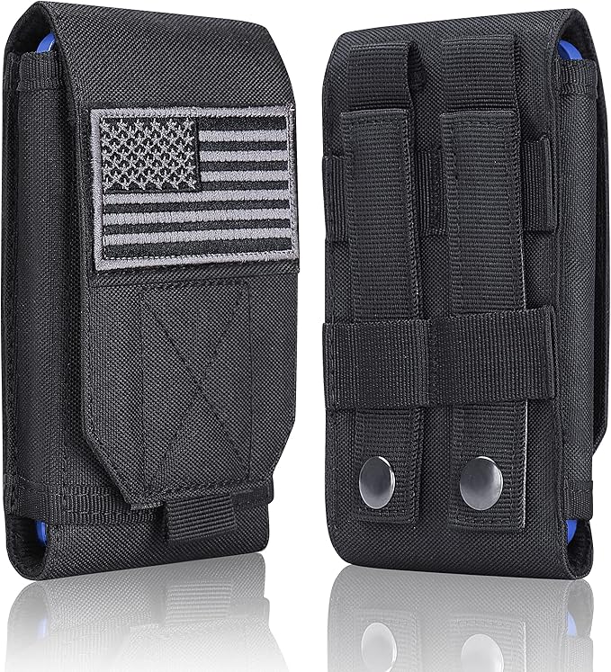 Heyqie Black Tactical Molle Cellphone Pouch Case,Heavy Duty Waterproof Phone Holster Bag for iPhone 14 15 16 Pro Max for S...